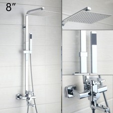 Bathroom Chrome 8"10"12"16" Rainfall Tub Shower Faucet Set Mixer Tap+Hand Spray