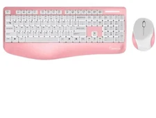IMPECCA Wireless Multimedia Keyboard & Mouse With Ergonomic Palm-Rest, Pink