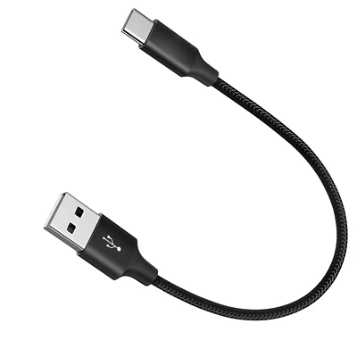 25cm Durable Braided Short USB-A to USB-C Fast Charger Cable Compatible with All