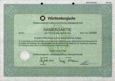 Lebensversicherung W&uuml;rttemberg 1992 Stuttgart W&uuml;stenrot 35 DM BW Bank Renten