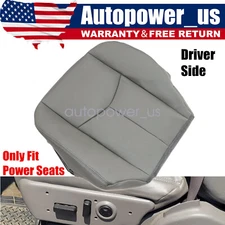 Driver Side Bottom Leather Seat Cover Gray Fits 2003-2006 GMC Sierra Power Seats