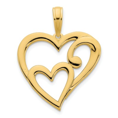 14K Yellow Gold Heart in Heart Pendant