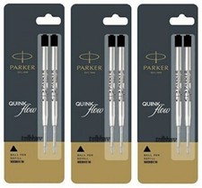 6 x Parker Ballpoint Pen Refills Black Ink Medium Nib Jotter Classic Vector New