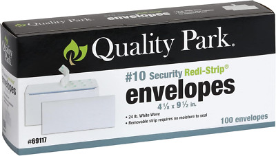 Quality Park #10 Security Envelopes, No Window, Redi-Strip Self Seal Envelopes,