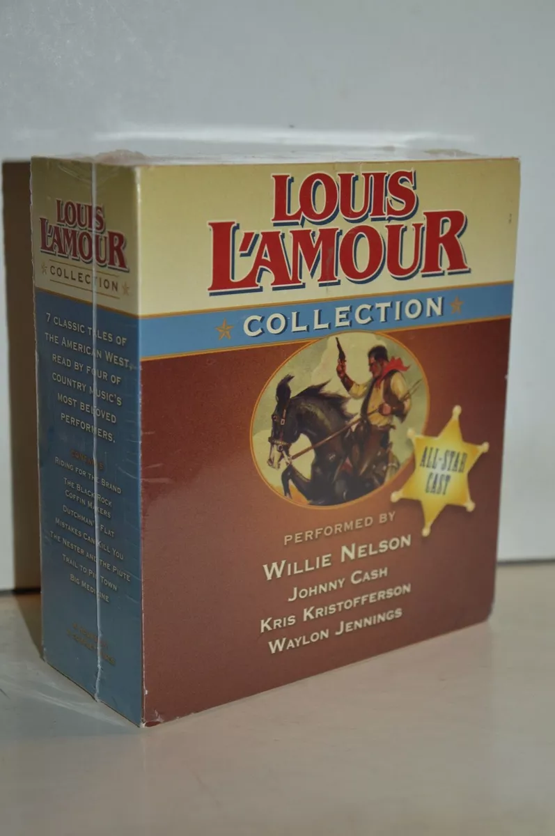 Louis L'Amour Collection ft. Willie Nelson 4 CD Audiobook Set Wood Box  SEALED 9781598875447