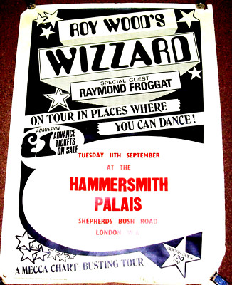ROY WOOD'S WIZARD RAY FROGGAT CONCERT POSTER TUE 11th SEPT 1975 HAMMERSMITH U.K.