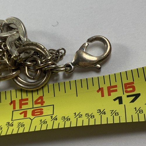 Collana bigiotteria vintage anni 80 tono argento e oro girocollo 5 fili~17~scatola~regalo - Foto 10 di 13