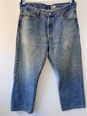 Levis 501 Vintage Hellblau 2006 Patina Raw Hem W34 bis W36 Maße beachten