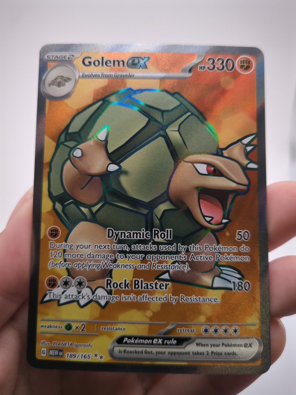 Pokémon TCG, Golem ex 189/165 Sv: Scarlet & Violet 151, Full Art, Ultra Rare NM