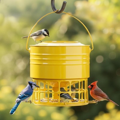 Large Bird Feeder for Outdoors, 10LB Capacity Squirrel Proof Metal Feeder wit...