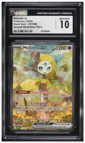2025 😺 CGC 10 Meloetta ex Pokemon Black Bolt #167/086 Special Illustration Rare