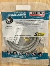 Dishwasher Installation Kit w/ 6' braided Hose and Power Cord – NEW SEALED BAG 