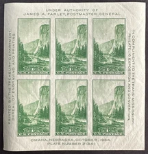 US 1934 Sc# 751 Souvenir Sheet MNH Trans-Mississippi Expo Yosemite El Capitan