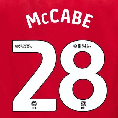25 26 MIDDLESBROUGH McCABE 28 OFFICIAL WHITE HOME PLAYER SIZE NAME SET 230MM