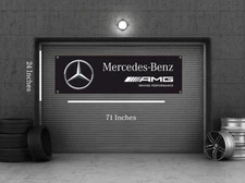 Mercedes-Benz AMG Banner 71x24 Inch | Garage Decor Sign | Car Wall Flag | Racing