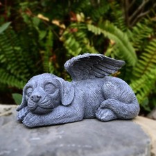 Angel Dog Memorial Stones Statue Sleeping Ornament for Passing Away Bereaveme...