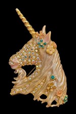Vintage, signierte Kirks Folly Ophelia Einhorn Brosche, Emaille & Kristalle