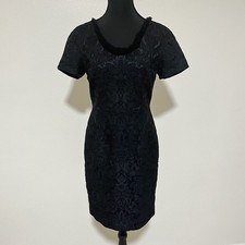 Dolce & Gabbana Women's Vintage 90s Black Damask Cocktail Dress Sz 6/8
