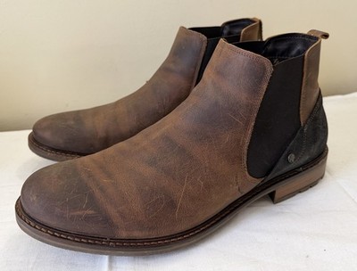 Bullboxer Chelsea Brown Leather Pull On Ankle Casual Shoes Boots 11