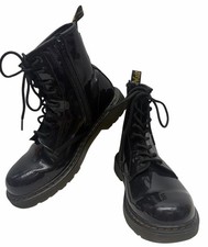 Dr. Martens 1460Y Patent Leather Combat Boots Black Youth US 7 Womens 7 Preowned