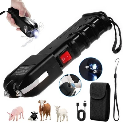 USB Electric Pig Cattle Moving Tool Cows Livestock Driving Stick Repel Black
