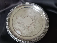 Antique Sheffield Silverplate Salver/Footed Serving Tray 