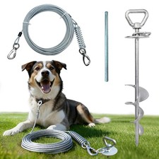 Heavy Duty Dog Tie-Out Cable and Stake for Yard Camping, with 50Ft Heavy Duty...