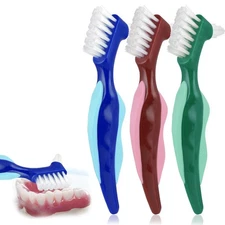3 Pcs Hard Denture Brush, 3 Colors Premium Hygiene Denture Cleaning Brush