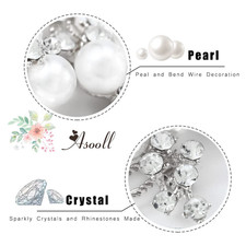 Gold Wedding Pearl Hair Comb Bride Crystal Headpiece Bridal Rhinestone Hair C...