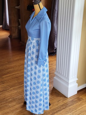 chinese dress ladies Meadow Maxi Dress Cream/Dusty Blue / S main image 1