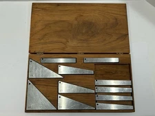11 Piece Precision Angle Gage Block Set. 1 Thru 45 Degrees. w/ Wood Case
