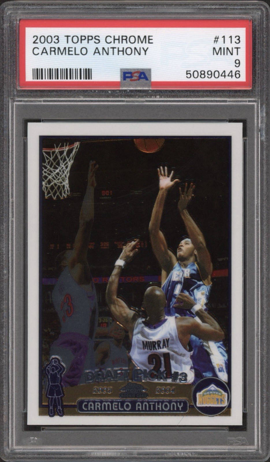 2003 Topps Chrome Carmelo Anthony Rookie RC #113 PSA 9 Mint Denver Nuggets
