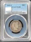 1899-S 25c Barber Silver Quarter PCGS VG8