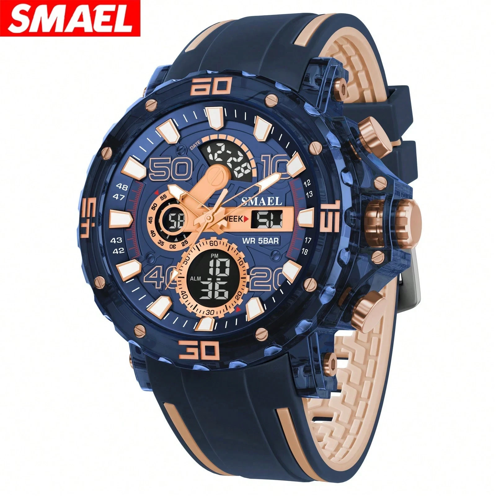 Large LED Display Digital Sports Watch Wrist Alarm Waterproof Outdoor Fitness - Picture 1 of 4