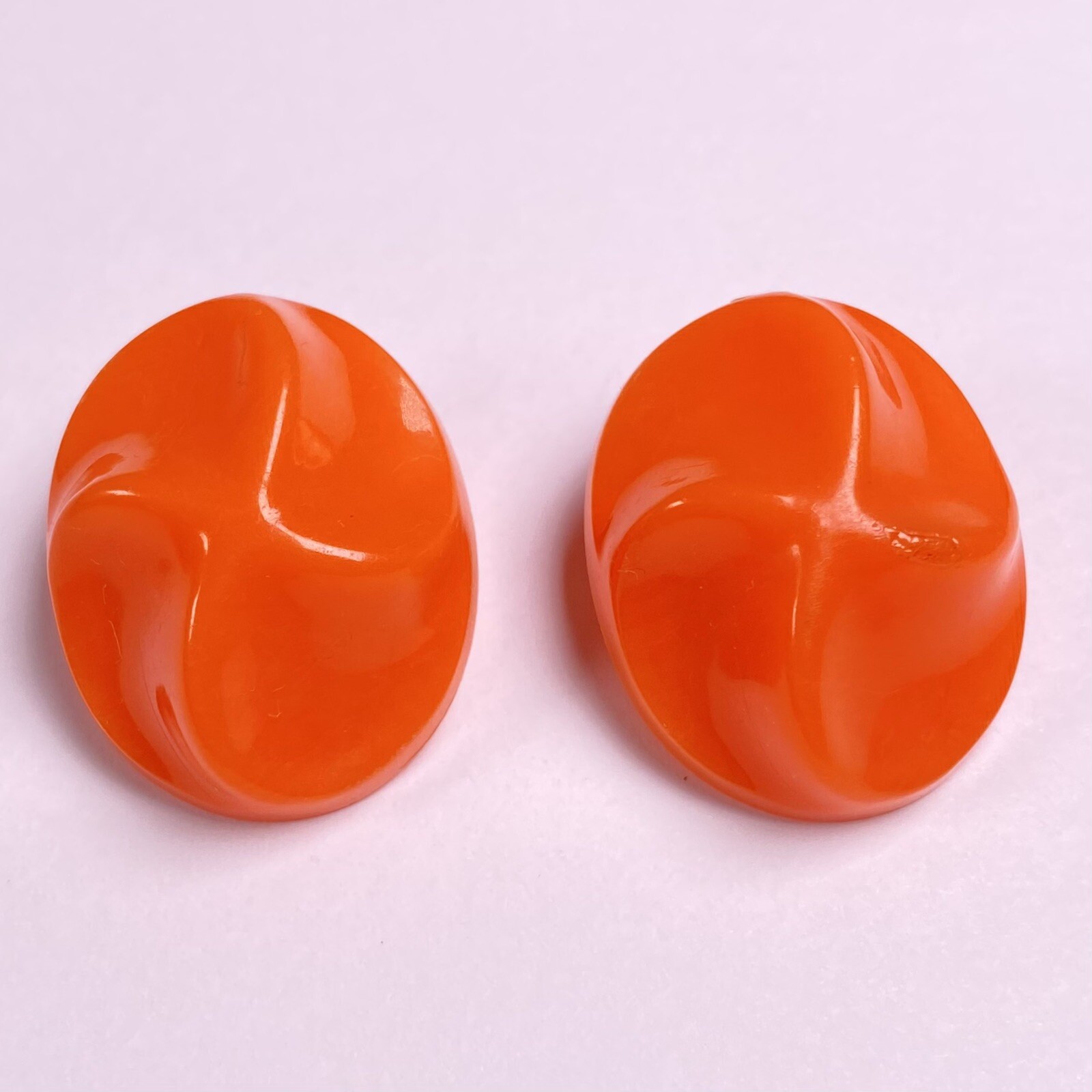 Orange Bakelite Clip On Earrings Germany Vintage Gem