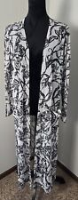 Lularoe Sarah Ivory Black Floral Open Front Duster Cardigan Kimono Size Medium