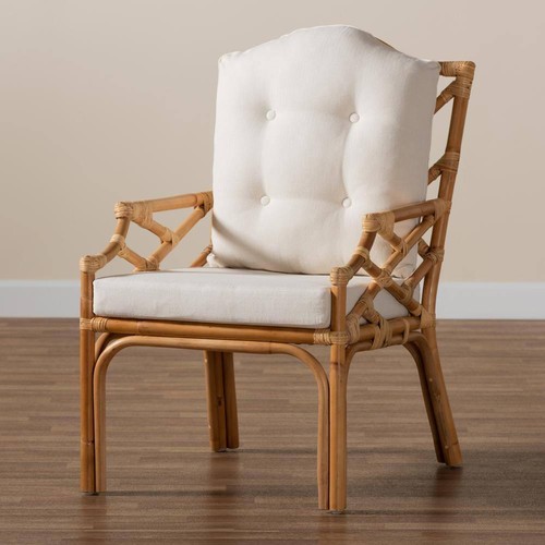 Bali/Pari Accent Chair 38.2"x24.8" Natural Rattan Square Arm Fabric Cushion Foam - Picture 8 of 8
