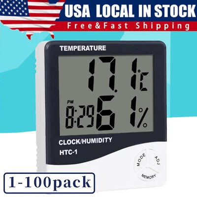 Thermometer Indoor Digital LCD Hygrometer Temperature Humidity Meter Alarm Clock