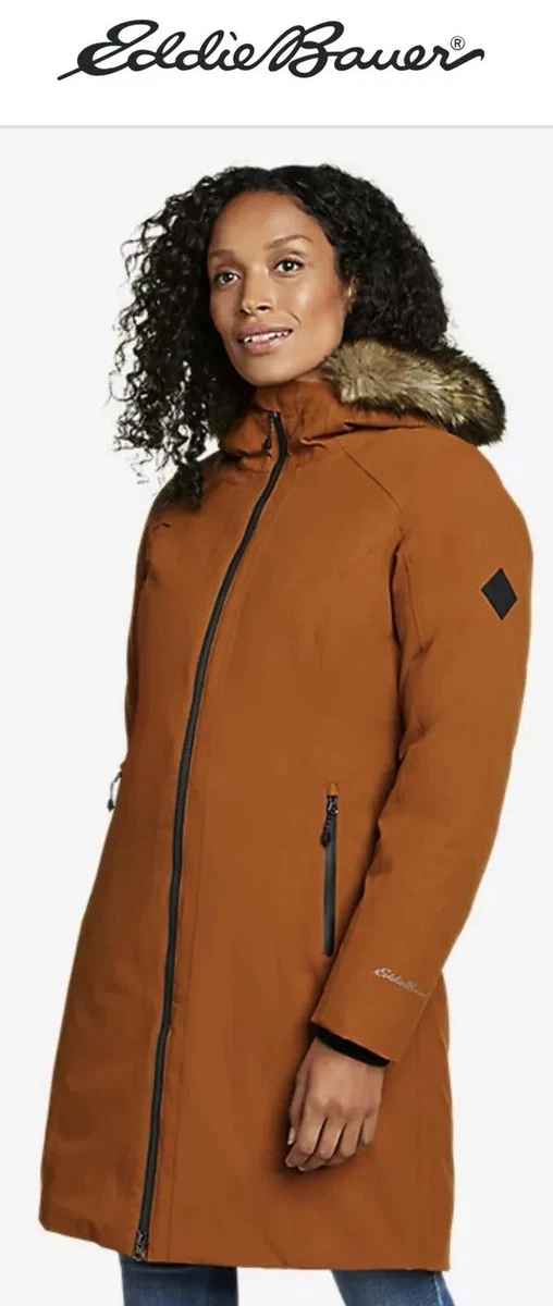 Eddie Bauer Olympia Waterproof Down Stadium Coat- Small -Rust Color $399 Retail