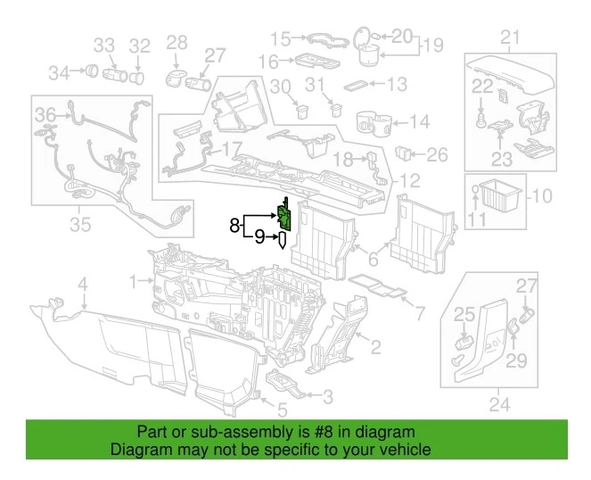 Lámpara de guantera de almacenamiento de consola central 13577963 para Chevrolet Buick GMC Cadillac Foto 3 de 4