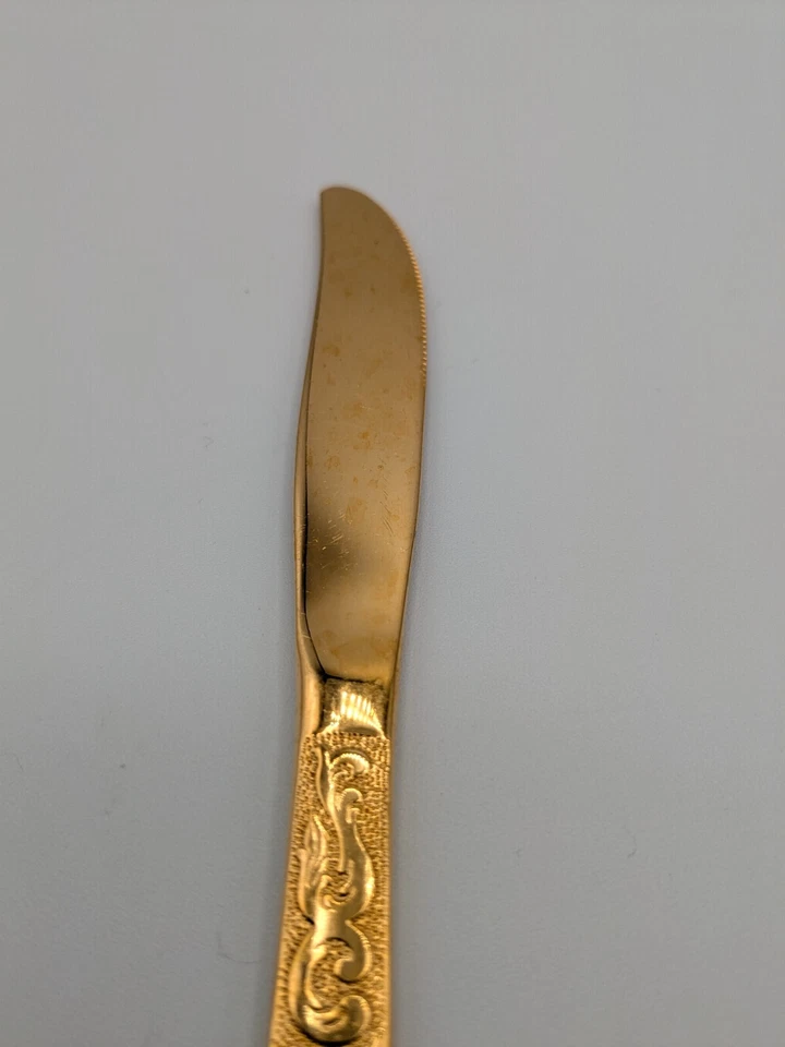 Americana Golden Heritage Cubiertos Golden Scroll 6 Cuchillos de Cena 8" - De Colección Foto 4 de 4