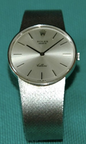 Vtg Rolex Cellini 18KT White Gold Men's Watch 3833 Swiss Made