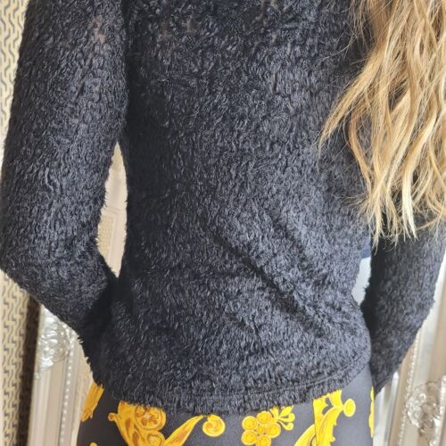 Versace Versus Vintage Black Polo Roll Neck Top Jersey Blouse Mesh IT 38 UK 6 XS - Picture 15 of 17