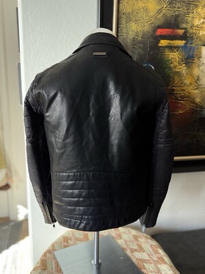 A/X ARMANI EXCHANGE Black Lamb Leather Jacket Men's Medium | eBay