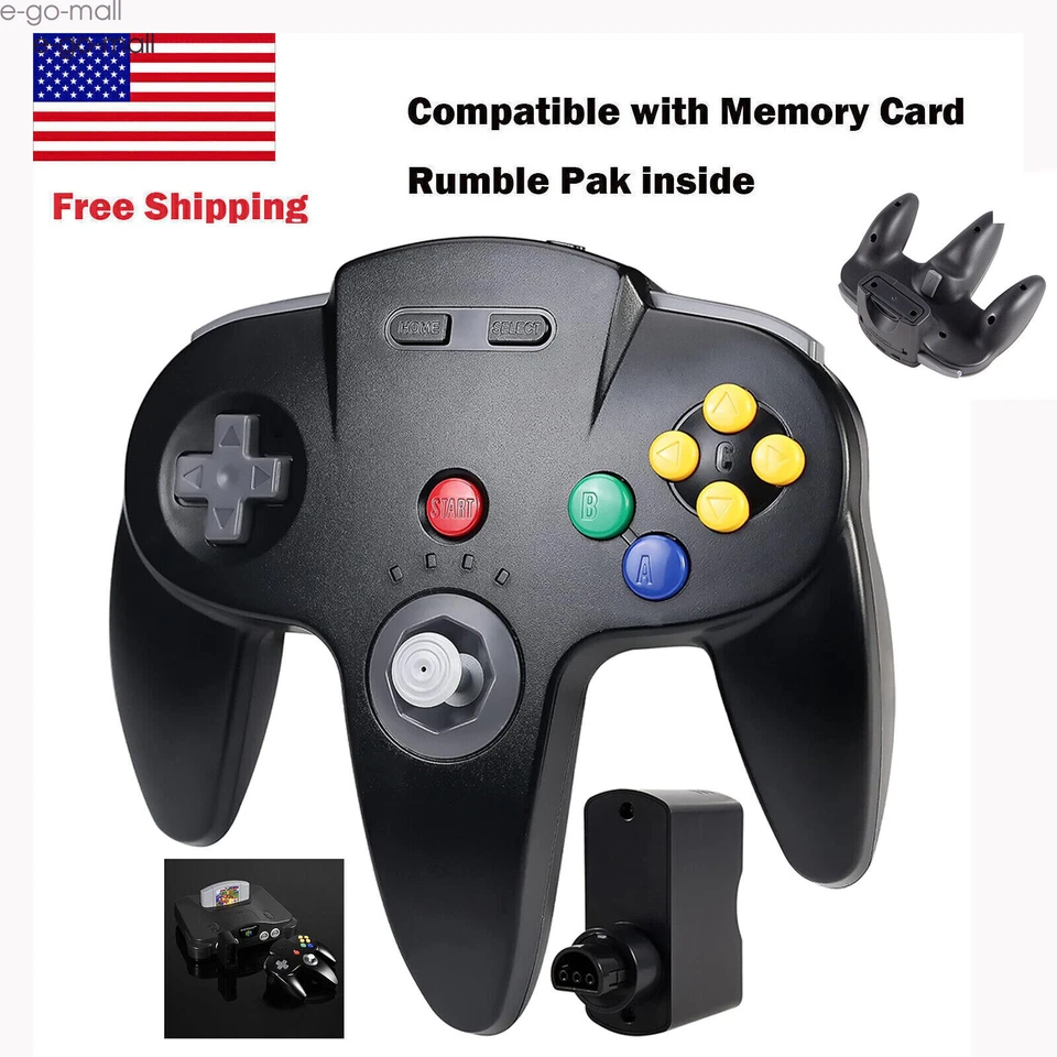 2.4G Wireless N64 Controller Rechargeable Gamedpad w/Rumble Pak for Nintendo 64 - Image 3 of 4