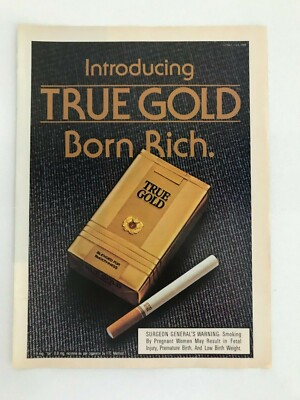 True Gold Cigarettes 1985 Vintage Print Ad