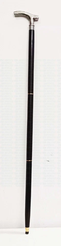 Designer Walking Cane Vintage Wooden Walking Stick Silver Brass Derby Handle Can Foto 3 de 4