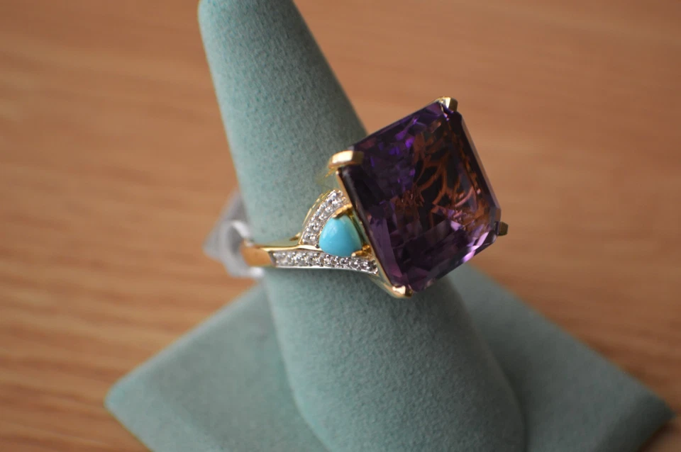 26.90ct Premium Moroccan Amethyst / Multi Gem Ring 14K YG over Fine Silver Sz 10 - Image 2 of 4
