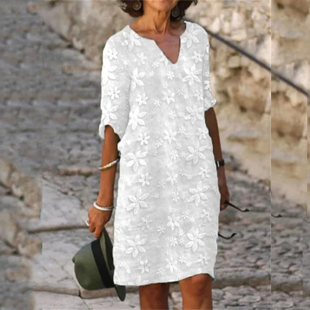 Boho Robes Robe Mi Longue A Ligne Robe D t Manches Courtes