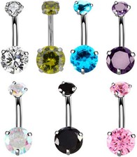 14 Gauge 3/8 Inch Internal Threaded 316L Surgical Steel Barbell Belly Navel Ring
